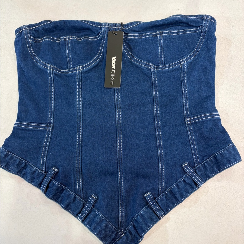Fashion Nova Blue Denim corset